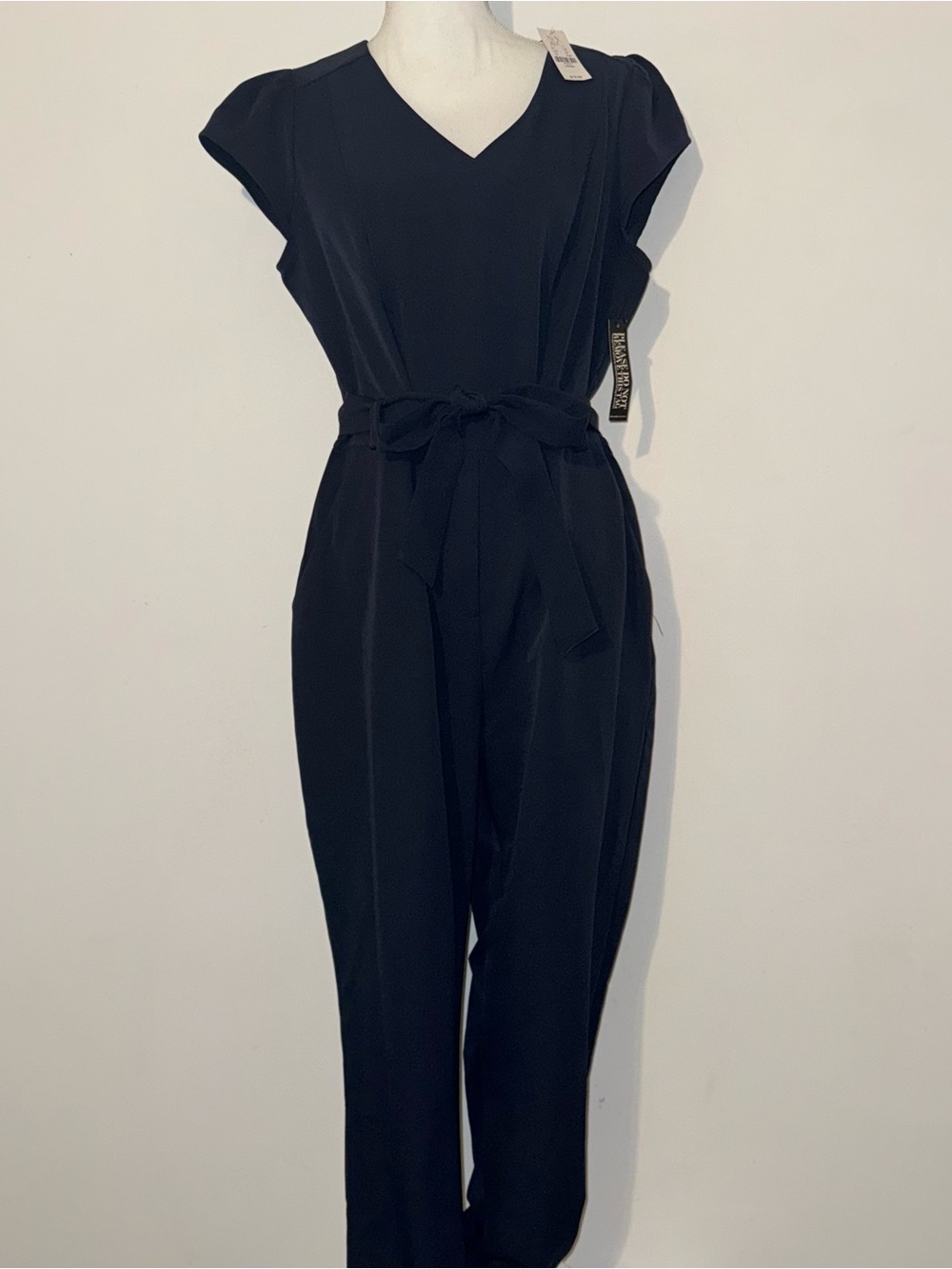 NY&C New York & Company Navy Belted Jumpsuit Size Large NWT